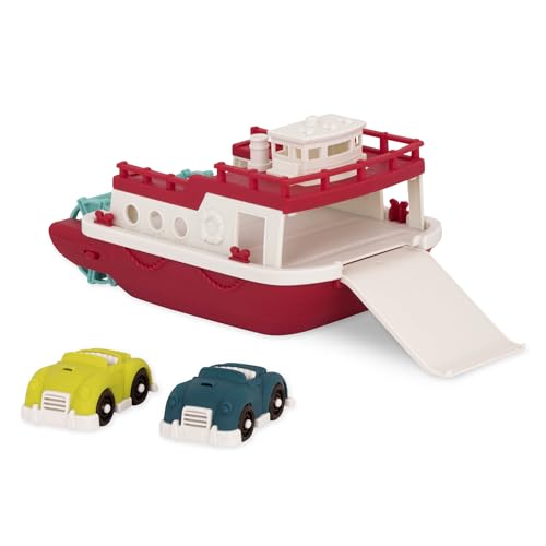 Wonder Wheels Großes 31 cm Boot und 2 Autos – Schiff Wasserspielzeug, Badewannenspielzeug, Badespielzeug – Badewanne Spielzeug für Kinder und Babys ab 1 Jahr, Red