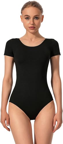 Mulnall Tanztrikot für Damen Ballett Kurzarm Gymnastik Tanzbekleidung Team Basic Erwachsene Gymnastikanzug Trikot Leotard(UK4027-06-M)