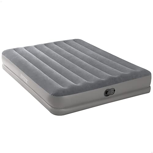 Intex 64114 - Luftbett Selbstaufblasend Doppelbett Dura-Beam Prestige Mid-Rise, mit integrierter USB-Elektropumpe, Geeignet für 2 Person, PVC, Grau, 152x203x30 cm