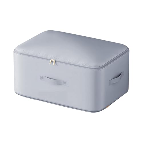 Focenat Selbstkomprimierender Organizer, Bettdecken Aufbewahrung, Komprimierender Beutel, Bewegliche, Organizertaschen für Bettdecken, Kopfkissen, Decken, Kleidung, Grau, 54 x 42 x 30cm