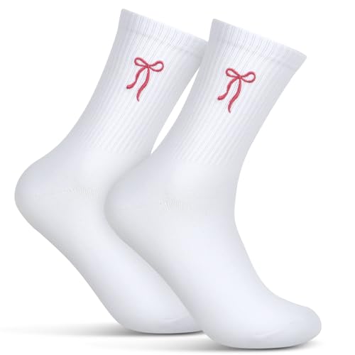 MEJOSER Schleife Socken 36-42 Baumwolle Tennissocken Damen Geschenke für Frauen Freundin Geburtstag Lustige Sportsocken Crew Socks Accessoires Hochzeit