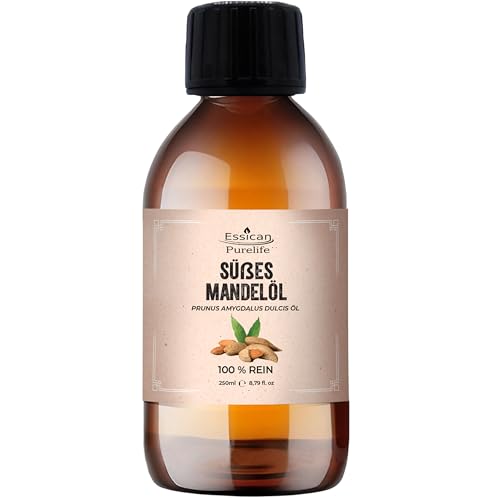 Süßes Mandelöl für Haare 250 ml, reines Mandelöl für die Haut, reines Mandel-Trägeröl, Trägeröl zum Mischen ätherischer Öle, Mandelöl für Ohren, Gesicht, süßes Mandelöl für die Haut, Trägeröl für Haar