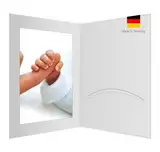 CS Webkontor 1 STK. Portraitmappe 13 x 18 cm mit Passepartout weiß - Platz für 2 Bilder. Fotomappe, aufklappbare Mappe, Bilderrahmen aus Pappe - Ideal für besondere Bilder (Geburt, Hochzeit, etc.)