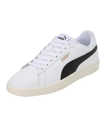 Puma Smash 3.0 L Unisex Sneaker , Puma White Puma Black Puma Gold Frosted Ivory, 40.5 EU