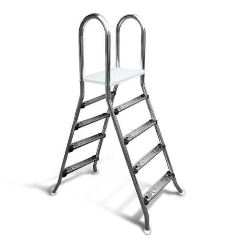 SAXONICA Poolleiter Classic 120/120 cm I 2 x 4-stufig I V2A Edelstahl Leiter Treppe