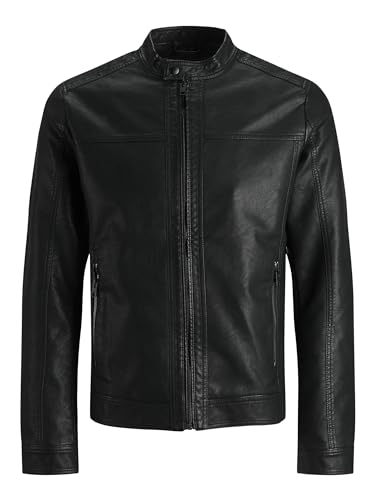 JACK & JONES Herren Jjewarner Jacket Noos Kunstlederjacke, Schwarz, M EU