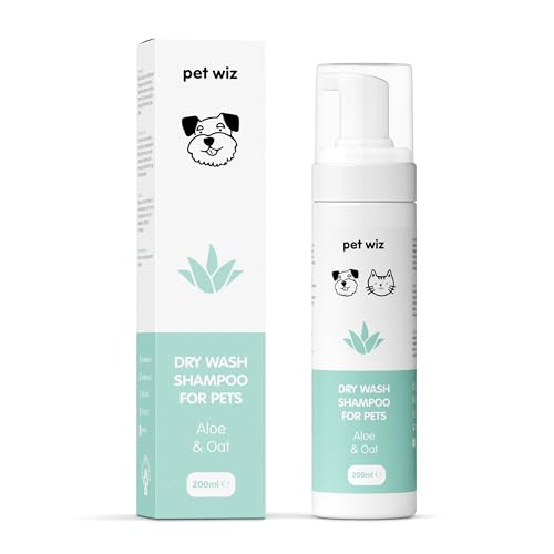 Trockenwasch - Shampoo für Haustiere - Beruhigend & Desodorierend, Natürliche Inhaltsstoffe, Schnell Trocknend & Kein Ausspülen Erforderlich (Aloe Vera und Haferflocken)