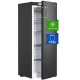 CHiQ FSD166NE4E Gefrierschrank 166 L, No Frost Technologie, Wechselbarer Türanschlag, Schwarzer Edelstahl, 144cm Höhe