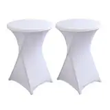 Littleprins Stehtisch Hussen 2er Set, Stretch Stehtischhussen, Hussen für Stehtische, Verstärkung im Fußbereich Bügelfrei und Maschinenwaschbar (Ø70-75 x 110 cm, Weiß)