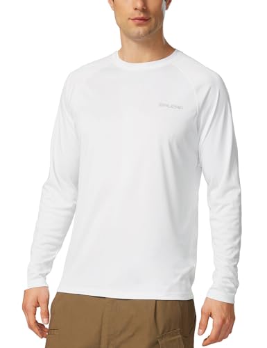 baleaf UV Shirt Herren Wasser UV-Schutz UPF 50+ Rashguard Sonnenschutz Langarm Shirt Weiß XL