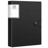 A4 Sichtbuch A4 mit Klarsichthüllen, 100 Taschen Mappe mit Klarsichthüllen A4, Ordner mit Folien Projektordner für Broschüren Berichte Zertifikate Schulordner (Schwarz)