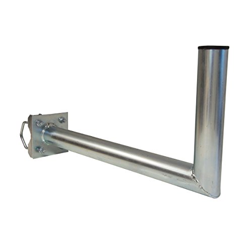 SkyRevolt 20-25cm Ø 48mm Geländerausleger Balkonhalterung Geländerhalter SAT-Antenne Mast-Ausleger Wandhalter mit Schellen L-Halter für Satellitenschüssel Stahl verzinkt