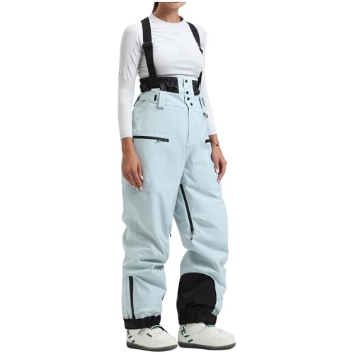 FUPODD Schneehose Damen Outdoor Schneehose Damen Wasserdicht Schneehose Damen Winter Skihose Damen Extra Lang Skihose Damen Übergröße Abnehmbaren Skihose Damen Verstellbar Trekkinghose Snowhose