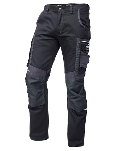PUMA Workwear Precision X Arbeitshose für Herren - Premium Bundhose mit vielen Taschen und verstärkten Kniepartien - für Handwerk, Produktion und Baugewerbe, Farbe: Schwarz/Anthrazit, Gr.: 50