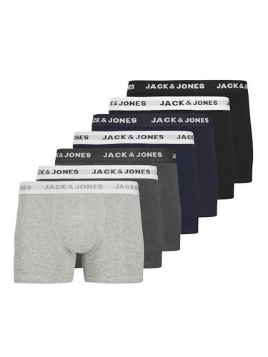 JACK & JONES Herren Jacbasic Trunks 7 Pack Noos Boxershorts, Light Grey Melange, L EU