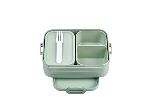 Mepal Bento Brotdose Midi Take A Break - Brotdose mit Bento Box - Für 2 Sandwiches oder 4 Brotscheiben - Lunchbox für kleine Snacks & Reste - Brotdose Erwachsene Essenbox mit Fächern - Nordic sage