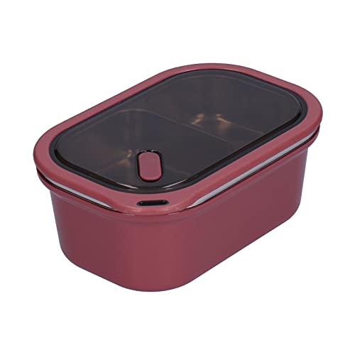 lyrlody 1,2 L Thermo Lunchbox mit 2 Fächern und Edelstahlbesteck 2 Lagige Box Tragbare Luftdichte Lunchbox für Erwachsene und Kinder 20 X 14 X 8 cm(rot)