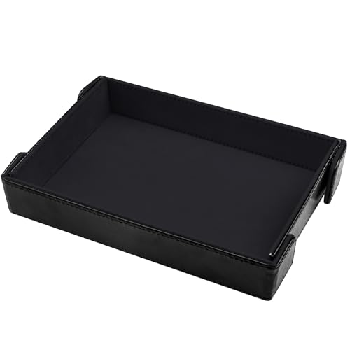 SIQUK Magnetisches Würfeltablett Rechteckiges Würfelbrett Faltbar Würfelbretter Samt Leder Würfelteller für Dungeons and Dragons, Schwarz