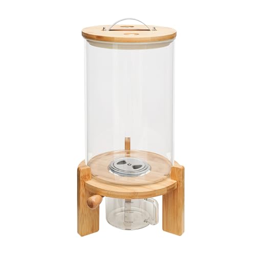 OUBUBY 7.5L-Glas-Getreidebehälter, Reisspender Glasbehälter mit Versiegeltem Deckel Und Holzständer, Kreative Lebensmittelbehälter aus Glas für Die Organisation und Lagerung in Der Küche