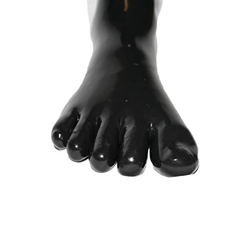 Rubberfashion Latex Zehensocke lang - Latex Zehen Socken wadenlang - Latex Strümpfe für Damen und Herren schwarz 0.4mm M