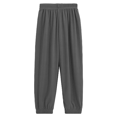 Musselin Hose Kinder Haremshose Leichte Sommerhose Mädchen Jungs Baggy Hose 10-12 Jahre Dunkelgrau