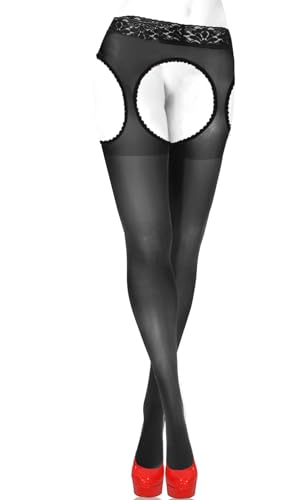 sesto senso Hosenträger Strumpfhose mit offenem Schritt 15 Den Spitze Strumpfband Gürtel Strümpfe 3 M Schwarz