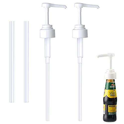 Ksvaye 2 Stück Dosierpumpe für 25-40 mm Gewinde Flasche Dosierspender Austernsauce Pumpspender Kunststoff Ersatz Sirup Pumpe Wiederverwendbar Pumpaufsatz für 500ml/1000ml Flasche (Weiß)