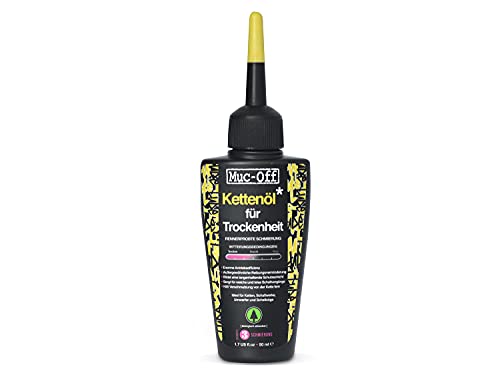 Muc-Off Dry Chain Lube Trocken Kettenöl Fahrrad, 50 ml - Biologisch Abbaubares Schmierfett Kettenfett, Kettenspray Fahrrad, Für alle Arten von Fahrrädern - Formuliert für Trockene Wetterbedingungen