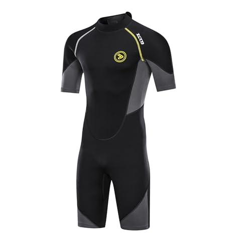 ZCCO, Herren-Neoprenanzüge 1,5/3 mm Premium Neopren, Rückenreißverschluss, kurzärmeliger Taucheranzug für Spearfishing, Schnorcheln, Surfen, Kanufahren, Taucheranzüge (3mm, XL)