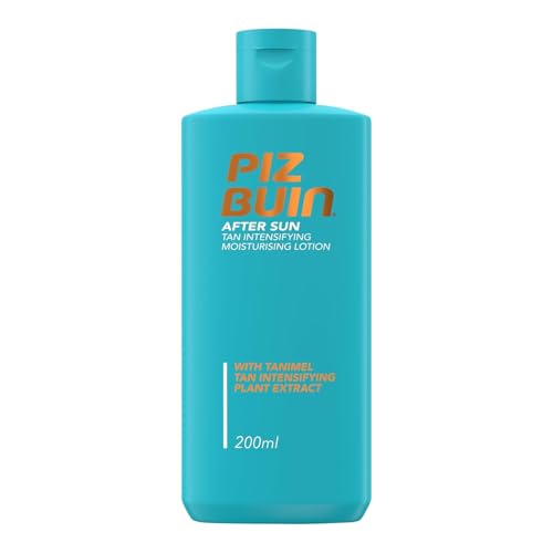 PIZ BUIN After Sun Tan Intensifier Lotion, beruhigende Bräunungsbeschleuniger Bodylotion mit Aloe Vera, Après Sun Lotion für 24h Feuchtigkeit (200 ml)