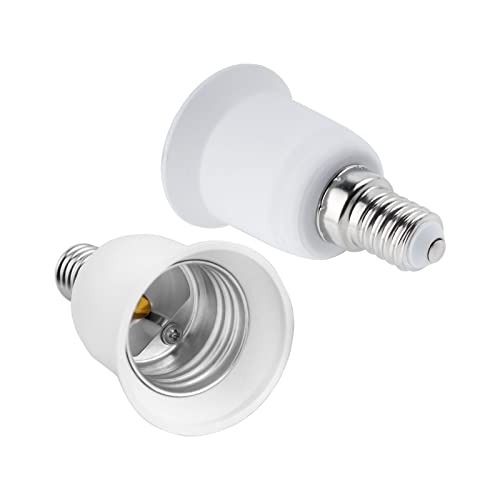 2 Stück E14 auf E27 Sockel Konverter, E14 bis E27 Fassung Adapter, Kleine Edison Schraube E14 bis Große Schraube E27, E14 zu E27 Lampensockel Adapter, für LED-Lampen, Glühbirnen, Halogen, CFL-Lampen
