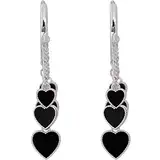 ROMIDA Ohrring 925 Sterling Silber Mode schwarzes Herz Anhänger Muster Hakenohrringe Doppelte Farbe Drahtziehohrringe Antiallergische Ohrringe Zirkonia Ohrring, romantisches Geschenk