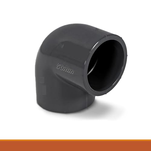 WeltenMarkt 90° PVC-U Winkel 50 mm – Klebemuffe für Rohrleitungen – 16 bar Druckfest – Grau – Korrosionsbeständig & Langlebig