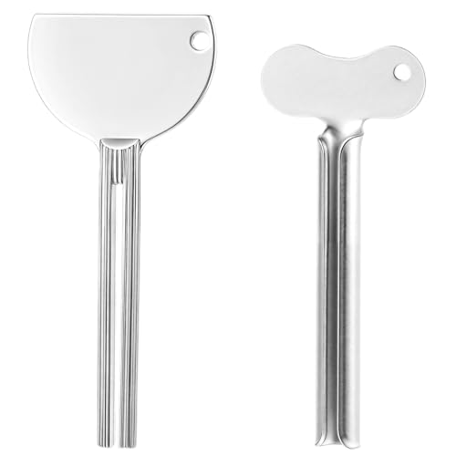 2 Stück Tubenquetscher, Edelstahl Tubenaufroller, Silber Tube Squeezer zur Reduzierung Des Abfalls für Alle Arten von Weichen und Harten Rohren wie Zahnpasta, Pigmente, Schuhcreme
