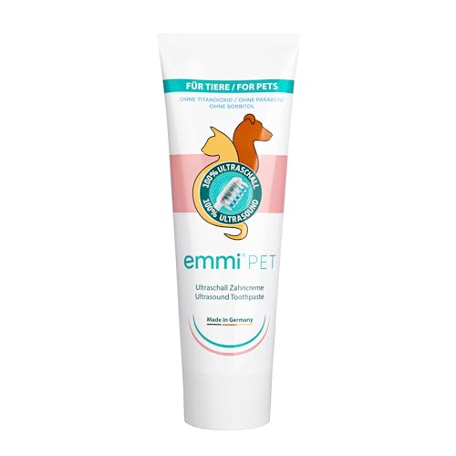 Emmi-pet Hunde-Zahncreme für Ultraschall-Zahnbürste – Hundezahnpasta für alle Hunderassen – Ohne Titandioxid, Fluorid & Parabene – Vegan, schonend & ohne Tierversuche – 1x 75 ml