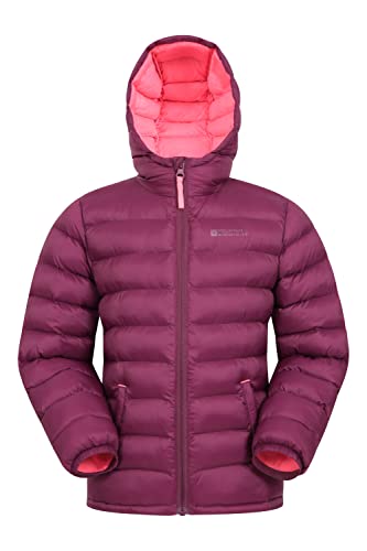 Mountain Warehouse Seasons Steppjacke für Kinder - Ultraleichte, warme, wasserdichte Steppjacke. Jungen & Mädchen Winterjacke mit Kapuze & Reißverschluss Beere-Rot 11-12 Jahre