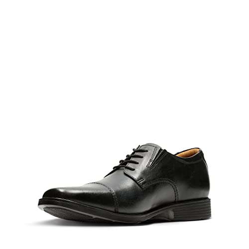Clarks Herren Tilden Cap Derby Oxford-Schuh, Black Leather, 42.5 EU