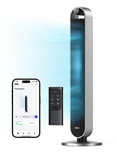Dreo 25dB leiser Smart Turmventilator mit Fernbedienung für Schlafzimmer, 106CM Ventilator mit Kühlung, 120° Oszillierender Standventilator, 12-Geschwindigkeit, 4 Modi, 12 Std Timer, Pilot Max S
