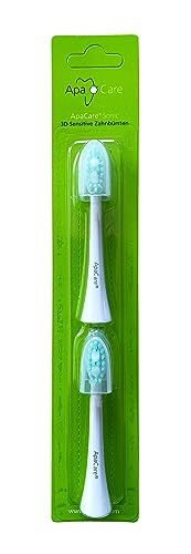 ApaCare Sonic 3D Sensitive Zahnbürstenaufsätze weiß mit sensitive Borsten | Ersatzbürstenaufsätze für die ApaCare Sonic Schallzahnbürste | 2 Stück