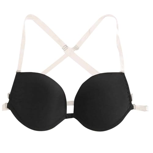 BH Durchsichtige Träger Rücken Brüste Umständehalber Abzugeben Sexy Schöne Dessous für Damen bequemes Sammeln Grilles Dessous Nüsse Sind Remix BH Rücken Transparente BH Durchsichtig (Black, XL)