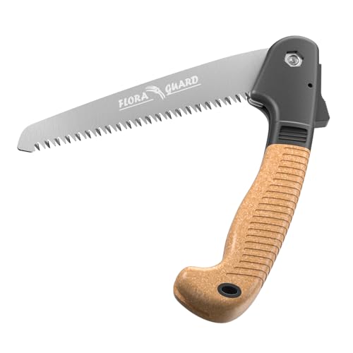 FLORA GUARD Klappsäge,gehärtetes SK5 Sägeblatt 195mm,Astsäge mit TPR-Softgriff und Sicherheitsverriegelung, Handsäge für den Garten- oder Baumschnitt, Camping