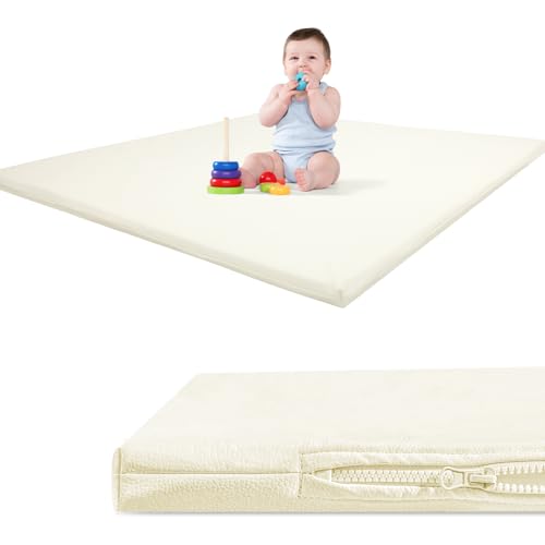 122x122x3.6cm Baby Spielmatte für Kleinen, Extra Dicke 3.6cm, Superweiche Bodenmatte aus veganem Leder schafft einen sicheren Spielbereich - eine schöne Spielmatte, die gut in jedes Spielzimmer passt