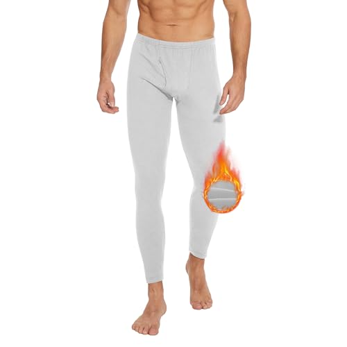 AKKQHH Thermo Unterhosen Herren Lange Warm Thermohose Männer Thermounterwäsche Winter Skiunterwäsche Fleece Funktionsunterwäsche Unterwäsche Hose(Hellgrau,L)