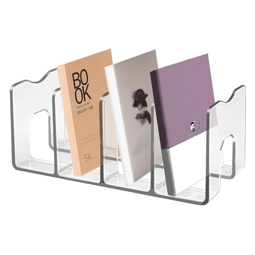 Acryl Buchständer Bücherregal | Desktop-Bücherregal-Organizer | Archivsammle Buchablagen Mit 4 Fächer Katalogsammler - Für Bücher Ordner Zeitschriften Notizbücher Organizer Halter