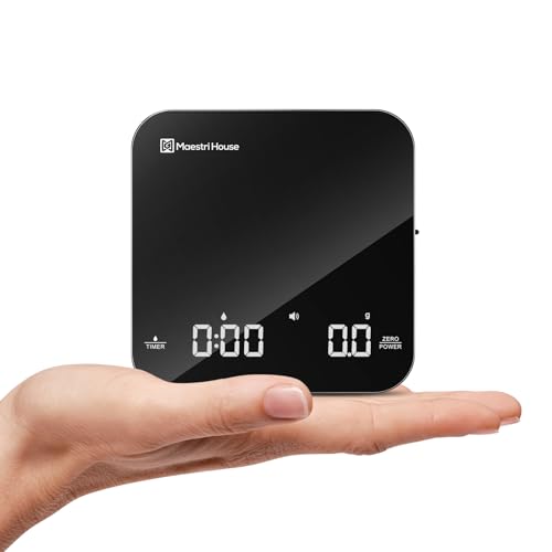 Maestri House Mini-Kaffeewaage mit Timer, Wiederaufladbare Espresso Waage, Präzise 2kg/0,1g Waage für Espresso & Pour-Over, Tragbare Digitale Küchenwaage mit Automatischer Zeitmessung