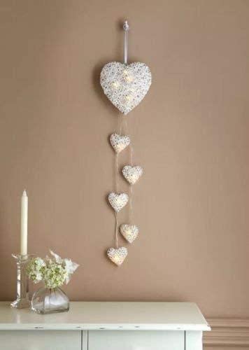 Rustikaler Shabby Chic 6X Wandbehang Wicker Hearts Led Lichterketten Batteriebetriebene Rattan Hearts Wandtattoos Valetine's Day Decoration