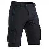 Hiauspor Shorts Herren, Sommer Leichte Schnelltrocknend mit 5 Taschen Cargo Bermuda Wanderhose Sport Chino Trekking Outdoor MTB Hose Männer Kurz Atmungsaktiv Stretch Schwarz 5XL