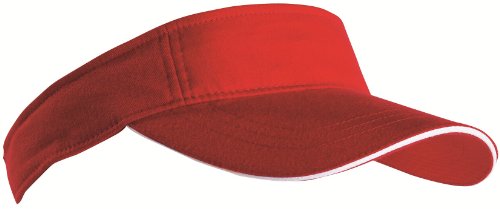 MB Caps Sport Sun Visor mit kontrastfarbenem Sandwich in 12 Farben für Golf, Tennis, Angeln von notrash2003® (Rot-Weiss)