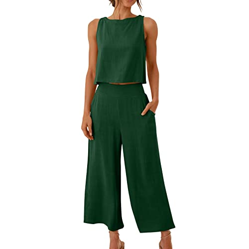 Generisch Zweiteiler Elegant Y2K Damen Sommer Casual Hosenanzug 2 Teiler Kurzarm Tshirt und Lang Hose Freizeitanzug Leicht Einfarbig Sportanzug mit Taschen Tracksuit Elegant Baumwolle Workout Set