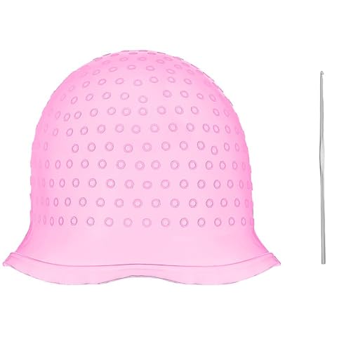 Silikon Haarfärbehut, Rosa, mit Stahlnadel,Waschbar, wiederverwendbar